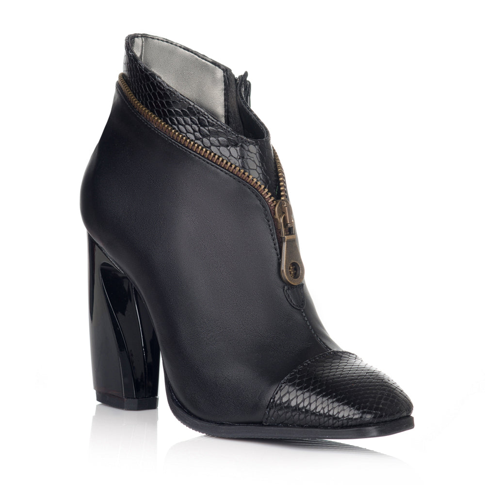 Botine piele negru Croco ani 60' cu fermuar - orice culoare