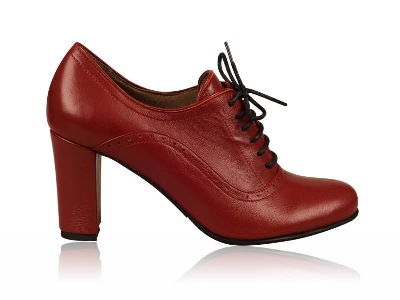 Botine piele rosu cu siret N2 - orice culoare
