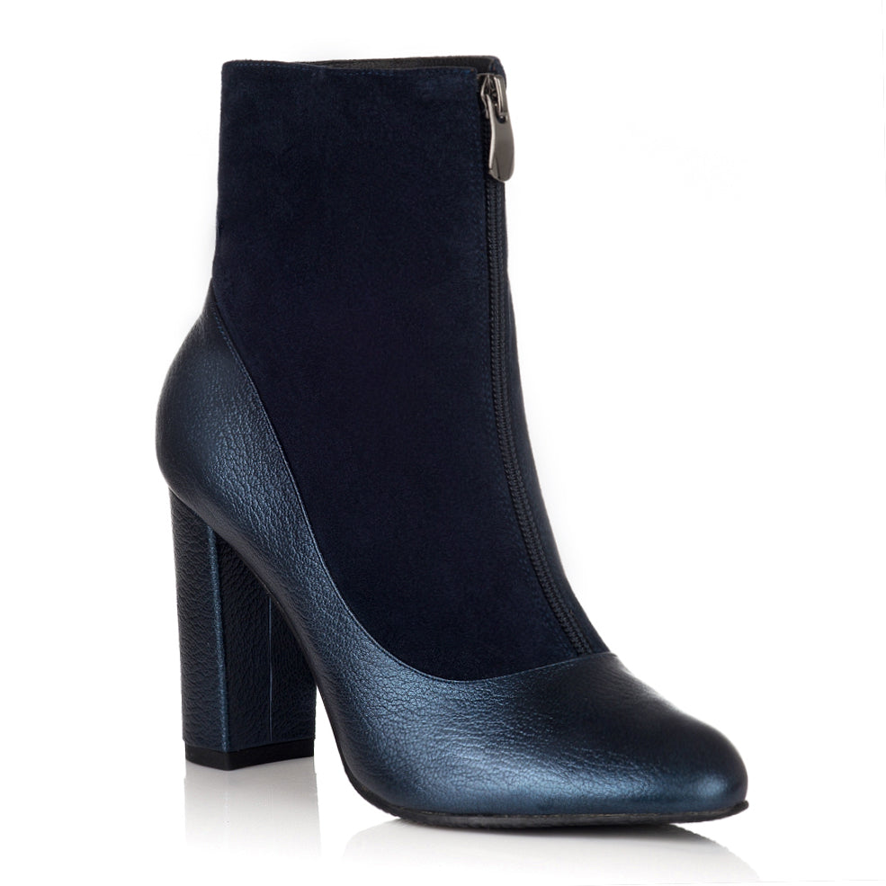 Botine Piele Dark Blue Zipper F20- orice culoare