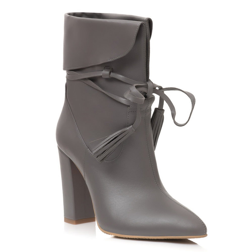 Botine Piele Naturala Gri Sara E5 - Orice Culoare