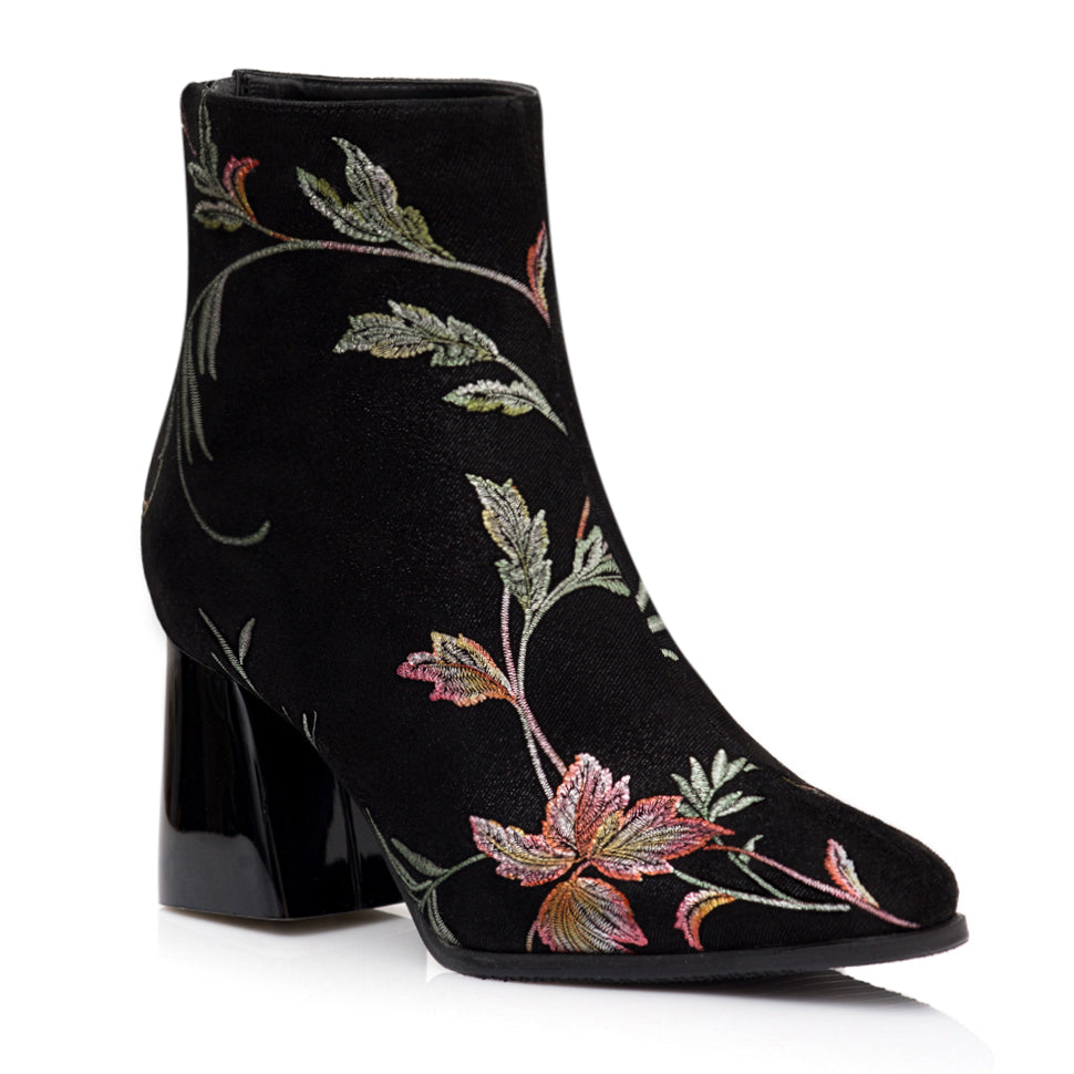 Botine Piele Intoarsa Imprimeu Floral C26 - orice culoare