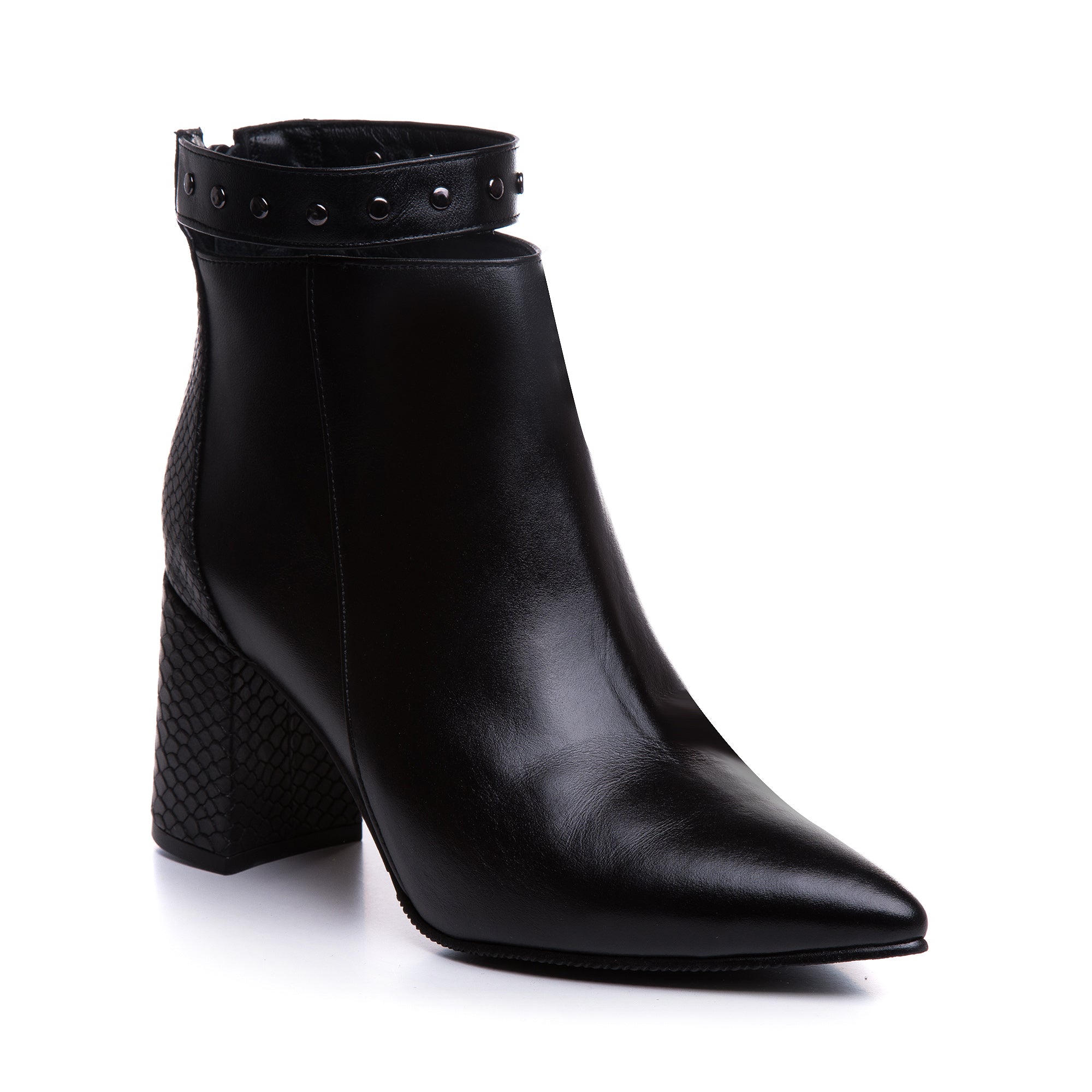 Botine Piele Negru Cu Bareta Emily L12 - Orice Culoare