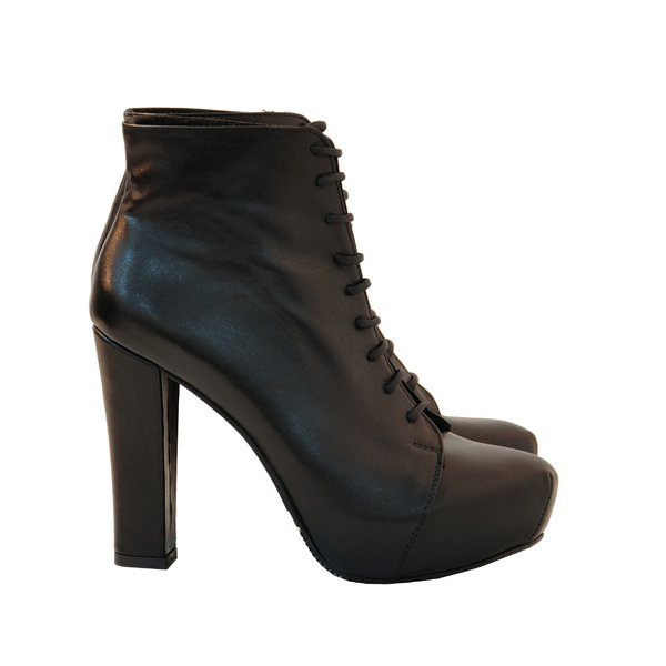 Botine Classy Negru cu siret din piele naturala - orice culoare