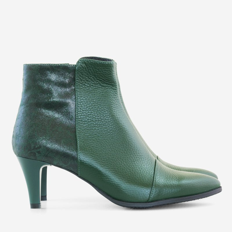 Botine Stiletto Piele Verde Comod D26 - Orice Culoare