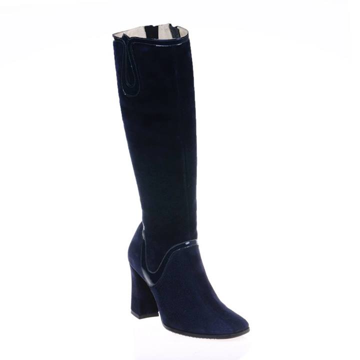 Cizme Carmi 3 cu toc din piele naturala, disponibile pe orice culoare - bleumarin