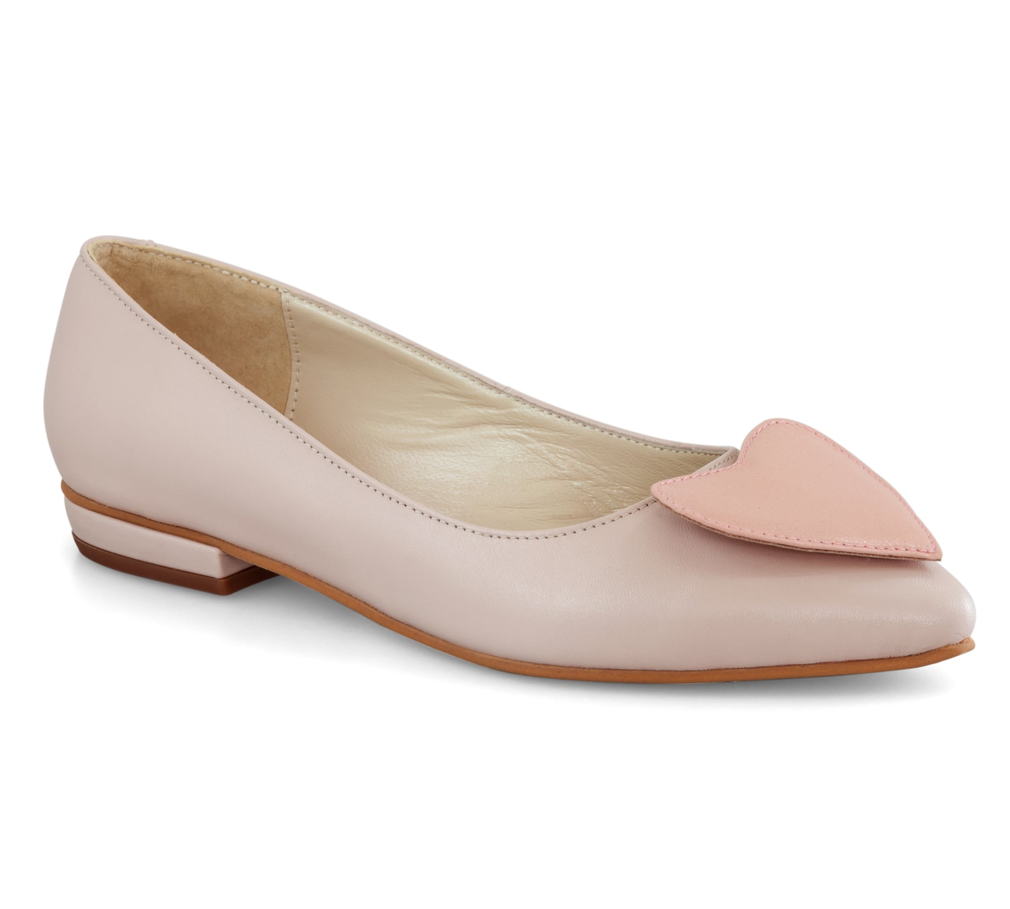 Balerini piele Nude-Roze Heart - orice culoare
