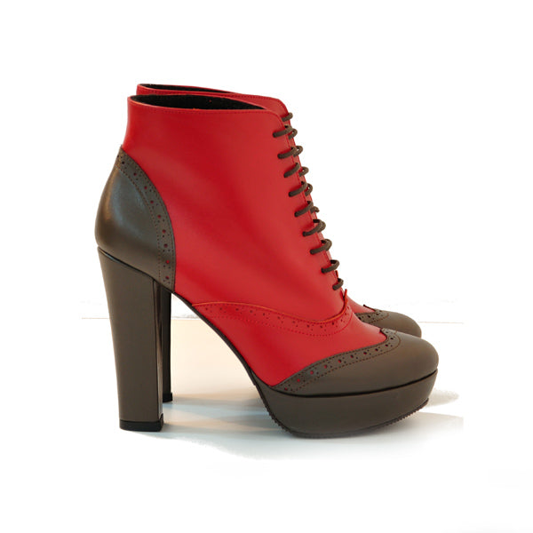 Botine elegante cu siret, Combi, piele naturala,orice culoare