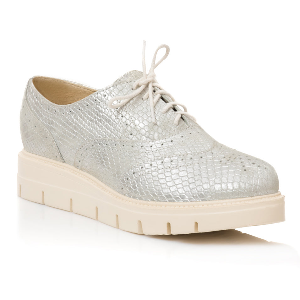 Pantofi Piele Snake Argintiu Talpa Joasa E5 - orice culoare