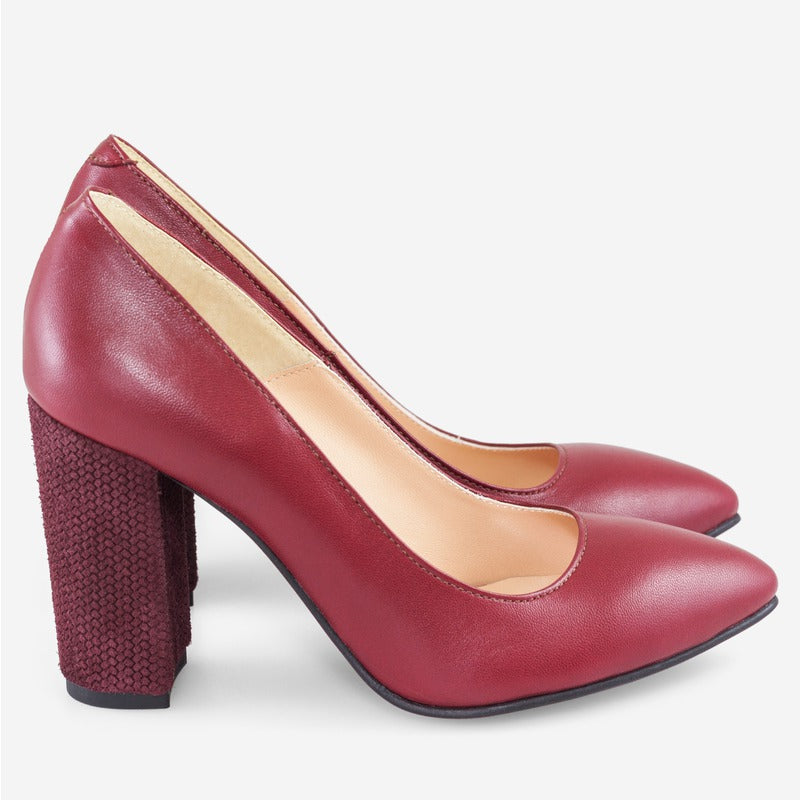 Pantofi Marsala/Toc Model varf ascutit cu toc gros D17 - orice culoare
