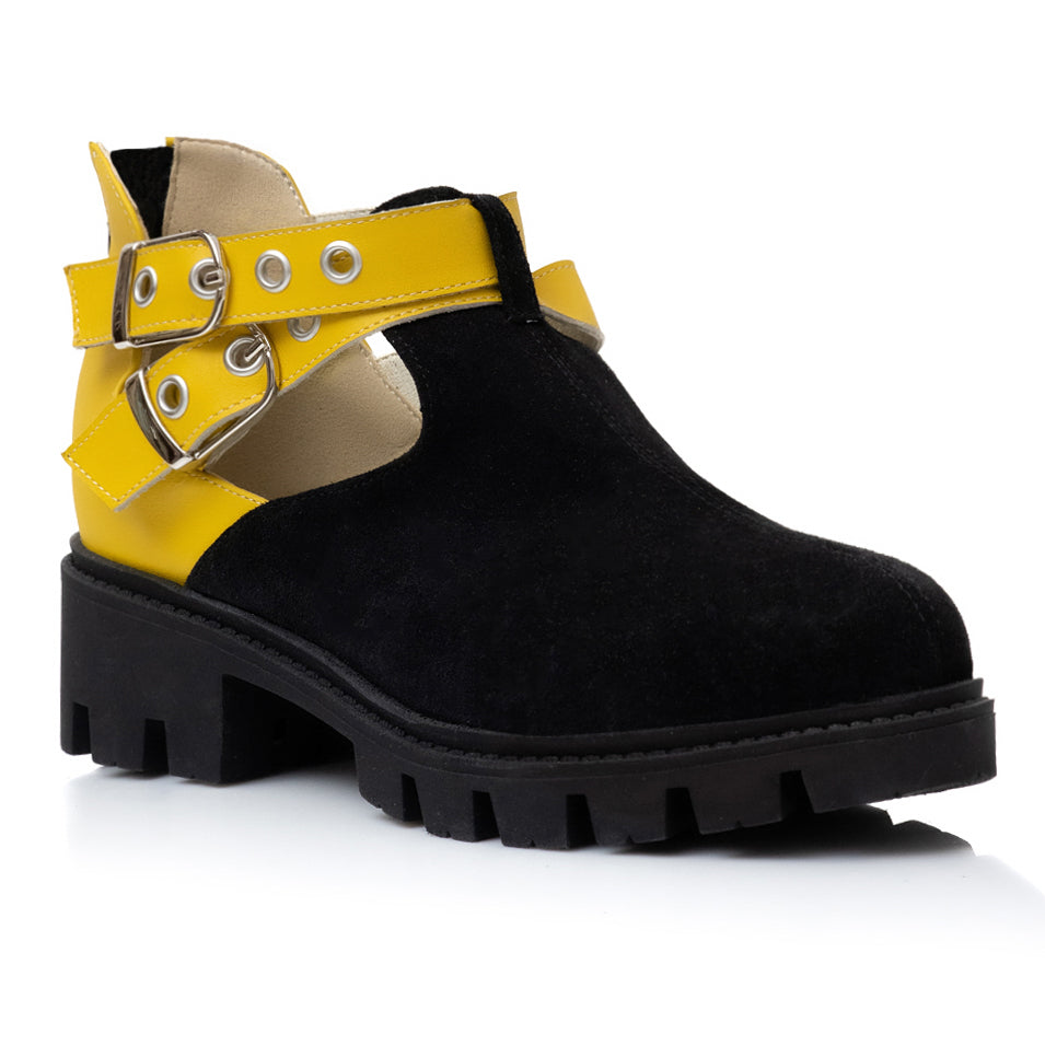 Pantofi Piele Negru/GalbenTalpa Bocanc Aida V15 - orice culoare