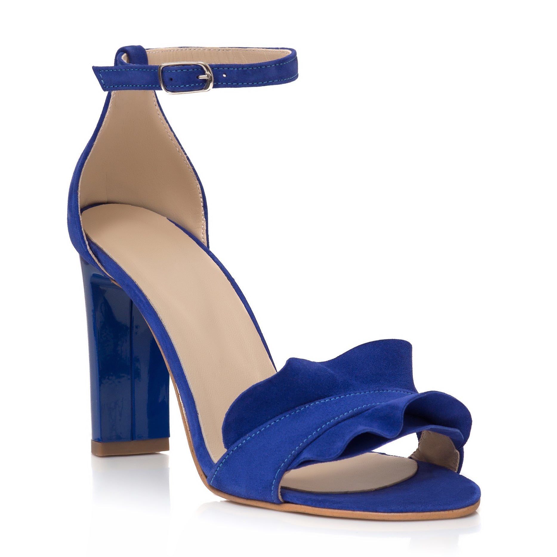 Sandale Piele Albastru Anais Toc Gros C16 - orice culoare