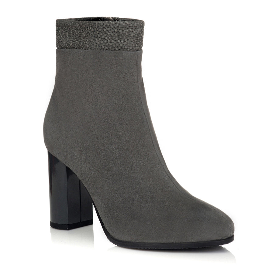 Botine Dama Piele Intoarsa Gri C21 - orice culoare