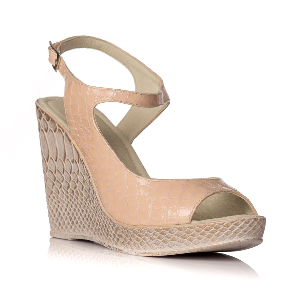 Sandale cu platforma piele nude Hannah - orice culoare