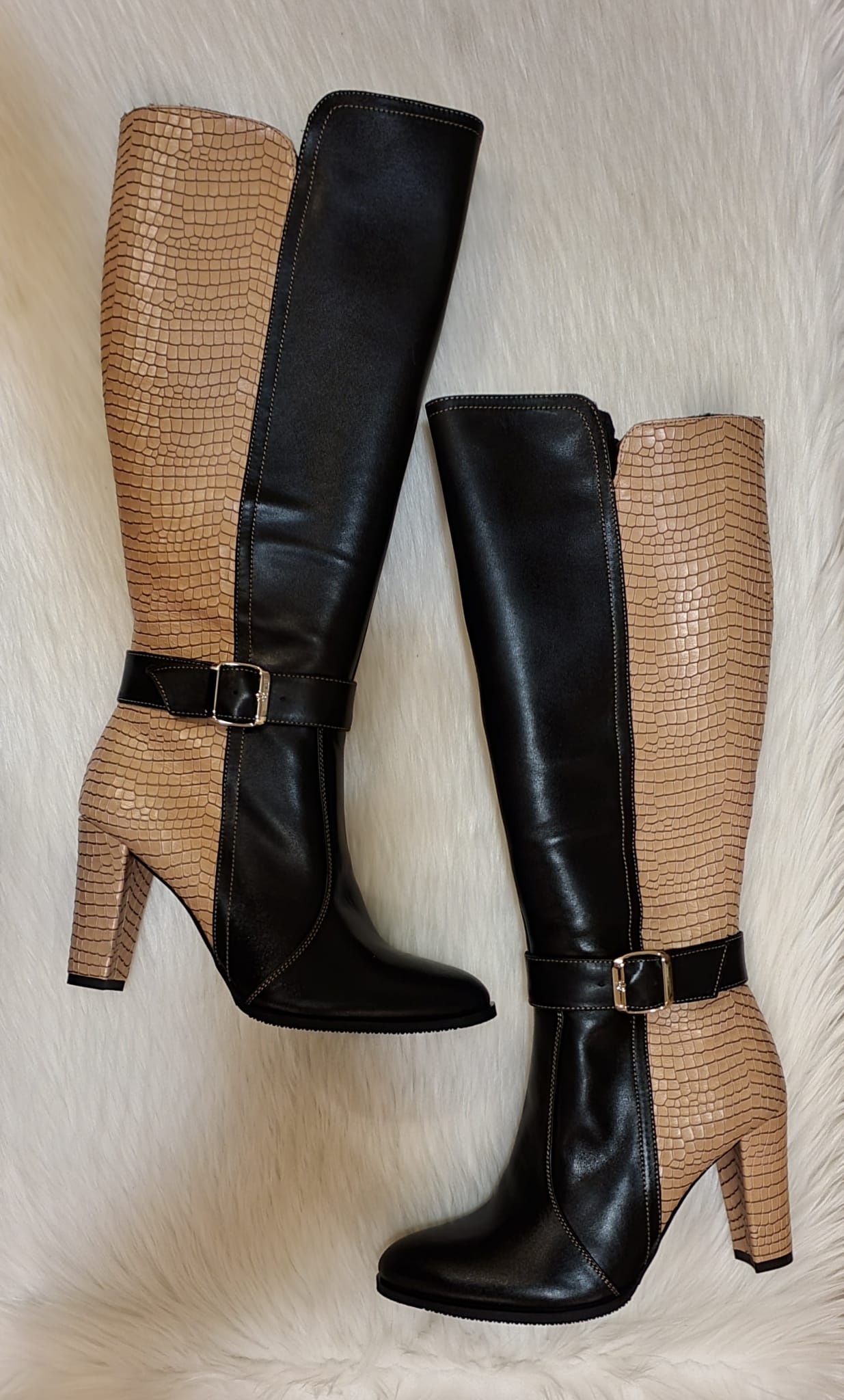 Cizme Dama Piele Negru/Auriu Vanya T3 - orice culoare