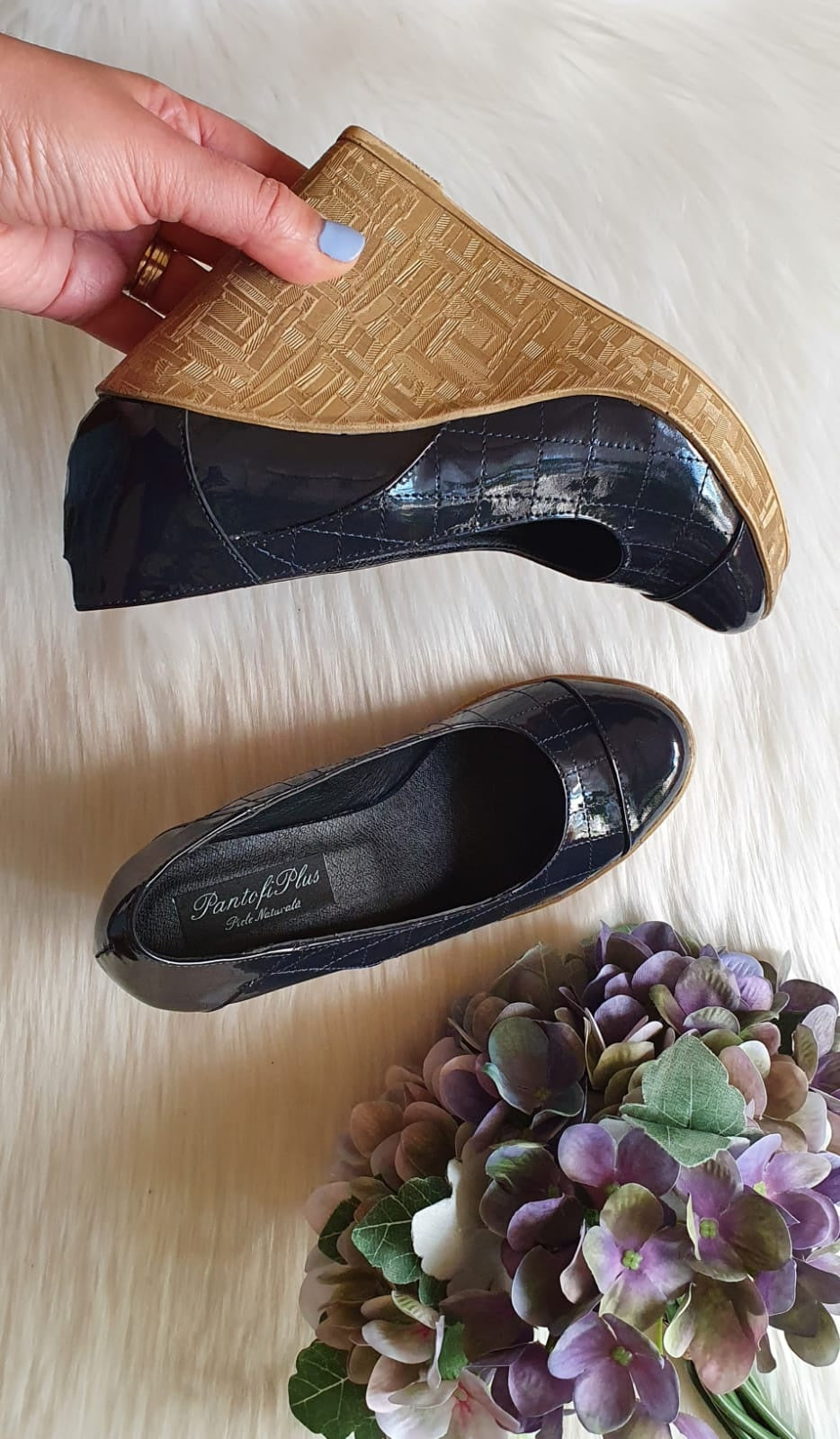 Pantofi piele cu platforma Eva Bleumarin V1 - orice culoare