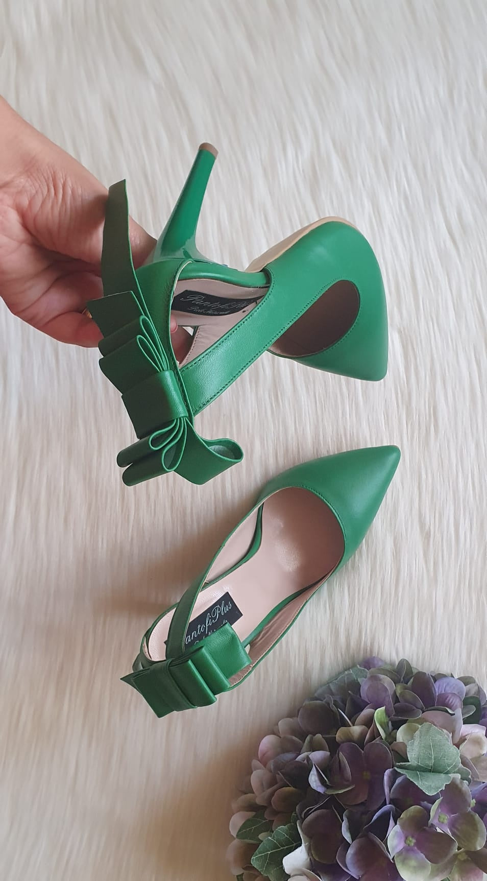 Pantofi Stiletto Ria C15 Piele Verde  - orice culoare