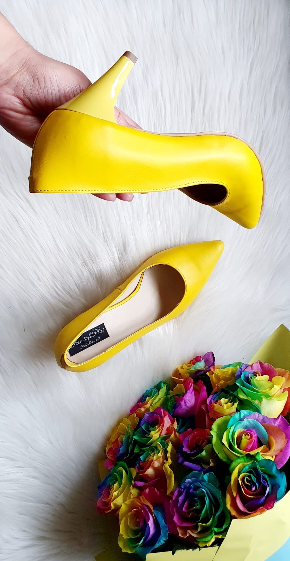 Pantofi Stiletto Piele Galben Toc Mic V30 - orice culoare