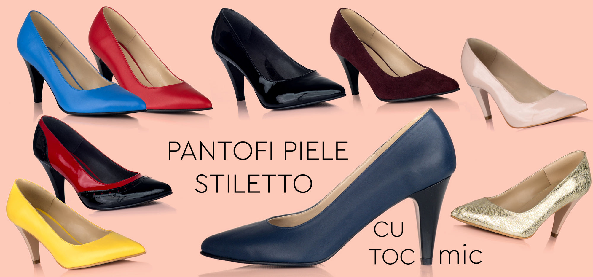 Pantofi Stiletto Piele Auriu Toc Mic V30 - orice culoare