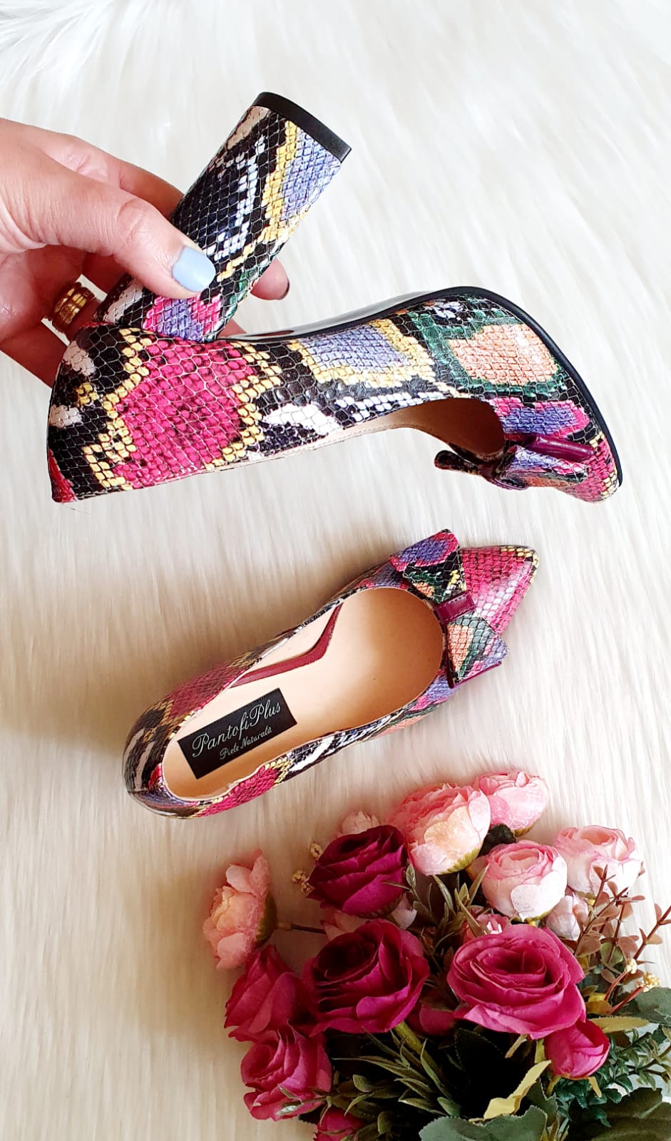 Pantofi Stiletto Piele Imprimeu Sarpe Color T40  - orice culoare