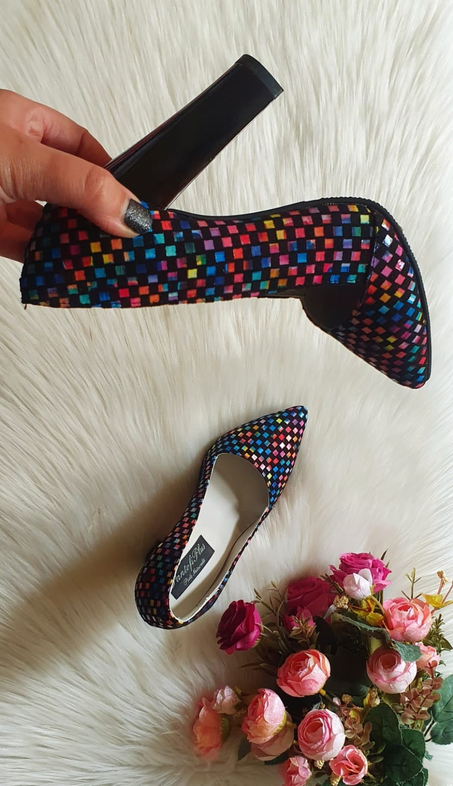 Pantofi Stiletto Toc Gros Multicolor C28 - orice culoare