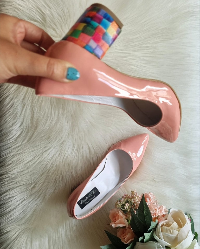 Pantofi Piele Lacuita  Roz Pal L38 - orice culoare
