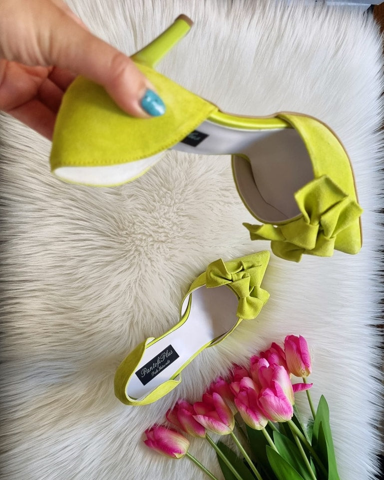 Pantofi Piele Stiletto Pretty Verde C36 - orice culoare