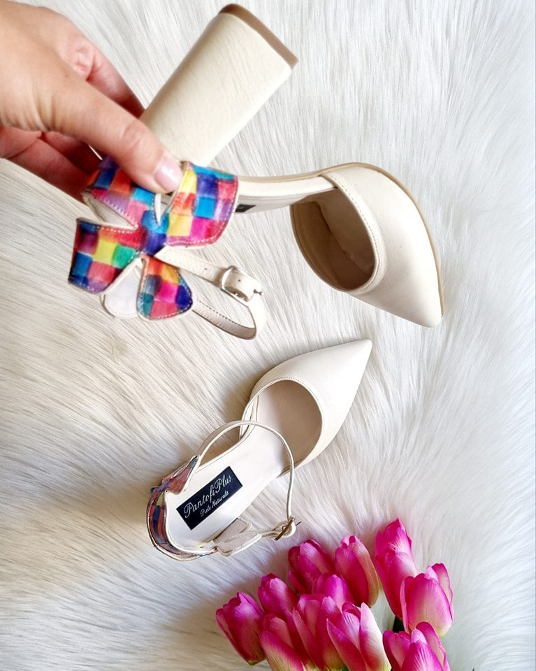 Pantofi Piele Verde/Multicolor Lady C40- orice culoare