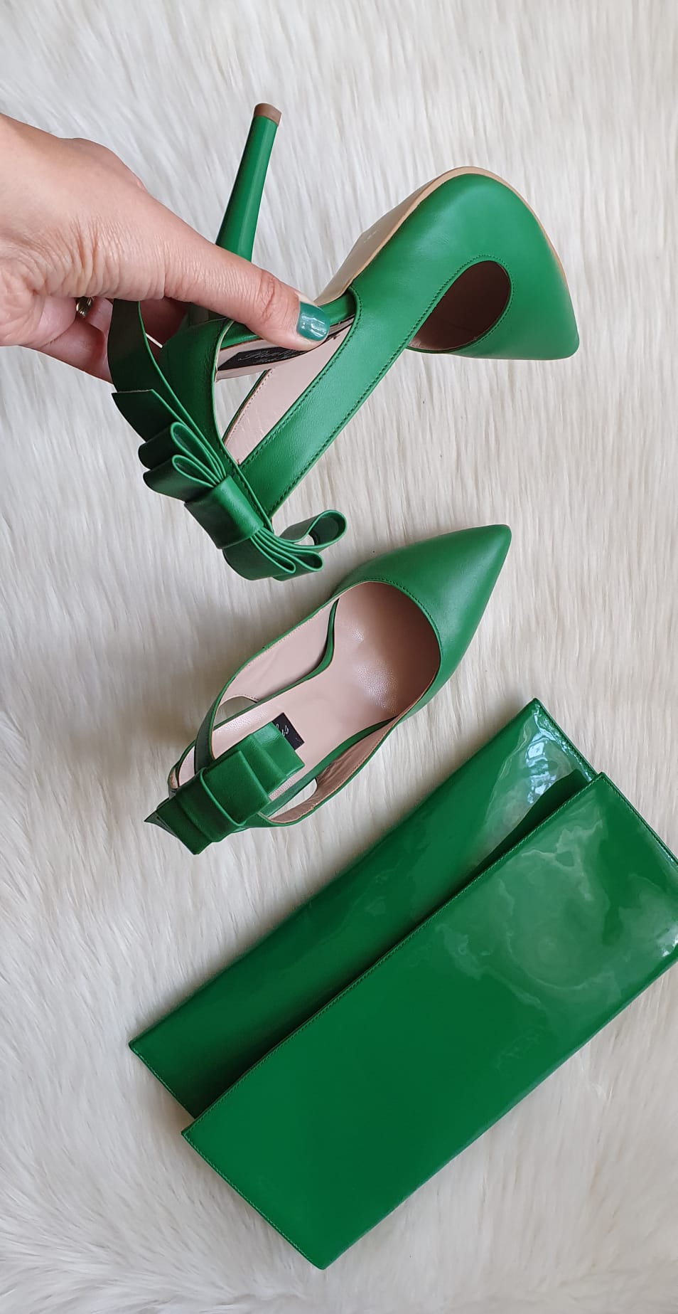 Pantofi Stiletto Ria C15 Piele Verde  - orice culoare