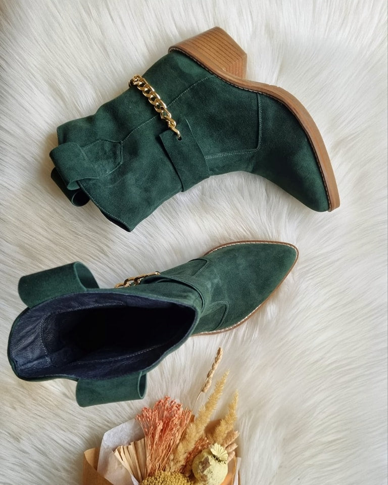 Ciocate Piele Intoarsa Verde Kaki A2 - Orice Culoare