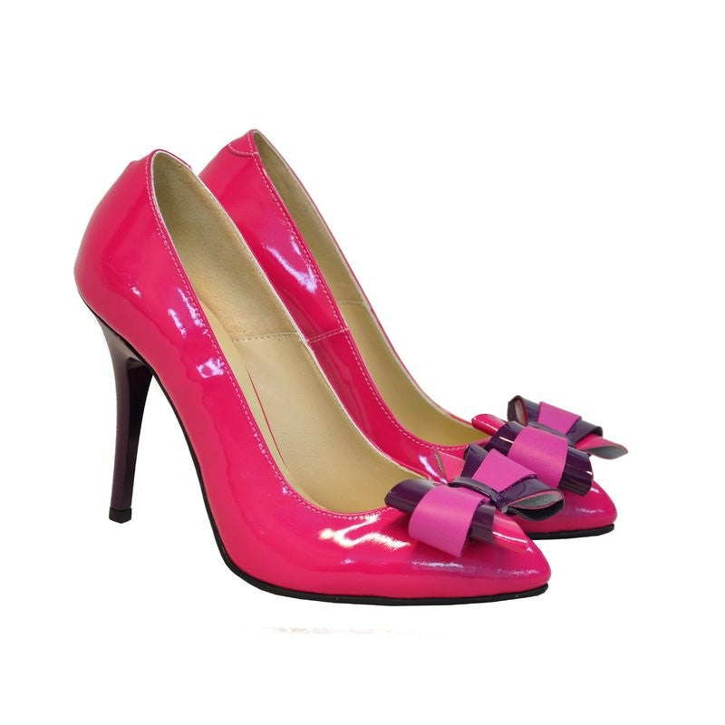 Pantofi piele stiletto Funda Fuchsia D17