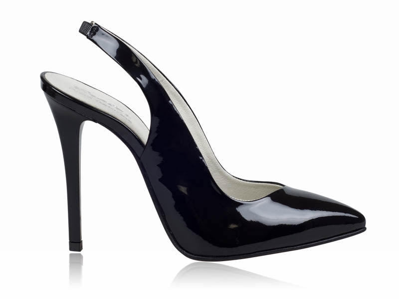 Pantofi Stiletto decupat piele lacuita negru - orice culoare