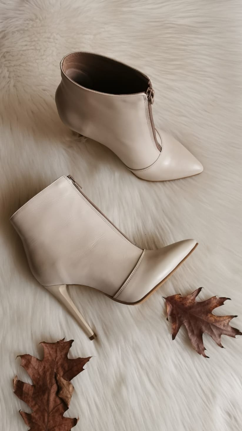 Botine Piele Intoarsa Albastru Electric cu Fermuar L6 - orice culoare