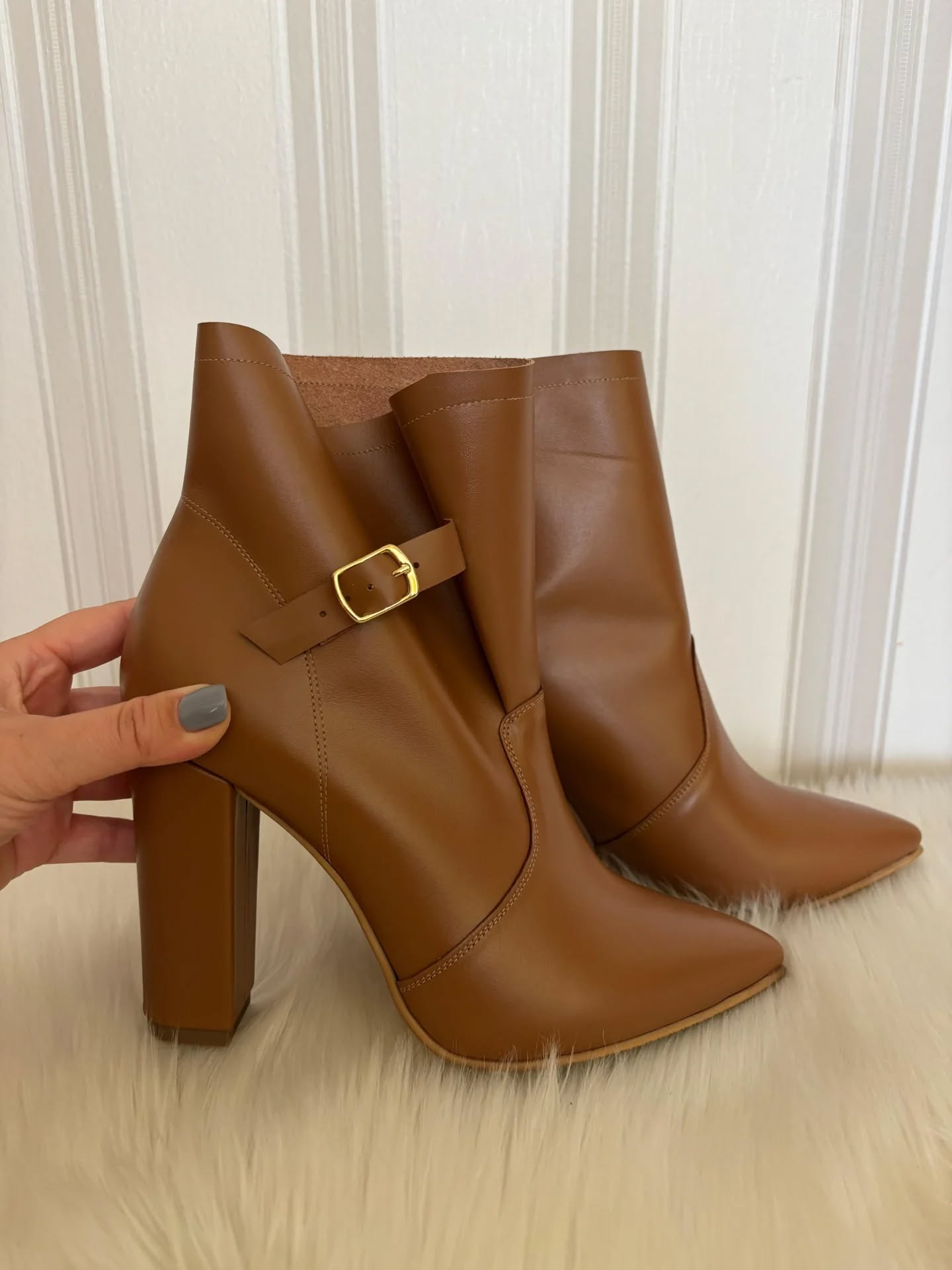 Botine Stiletto Piele Camel Delia L21 - Orice Culoare