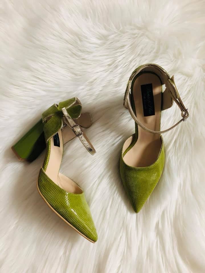 Pantofi Piele Verde/Multicolor Lady C40- orice culoare