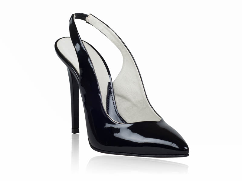 Pantofi Stiletto decupat piele lacuita negru - orice culoare