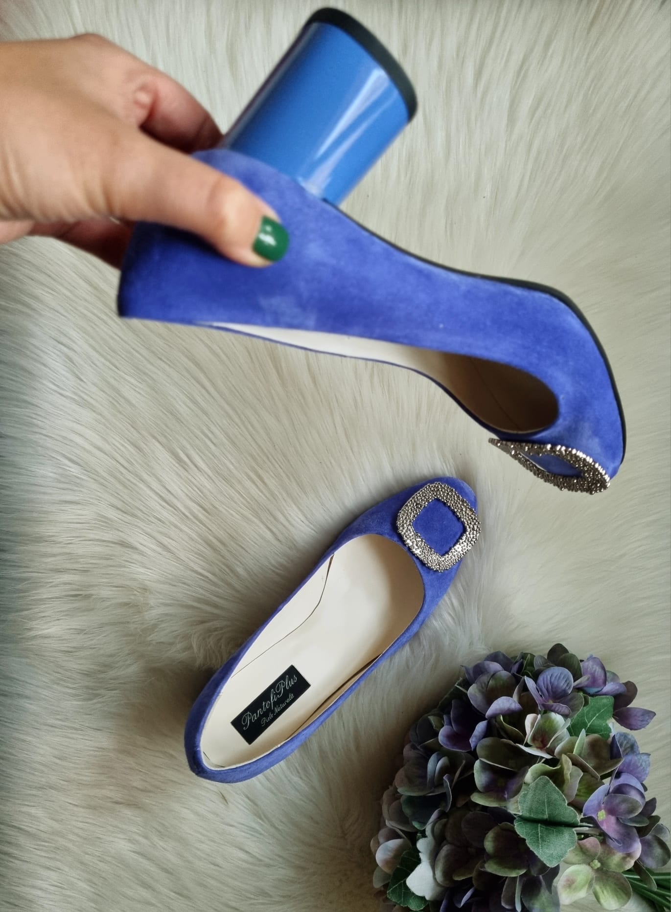 Pantofi Dama Piele Lacuita Alb Brosa C65 - Orice Culoare