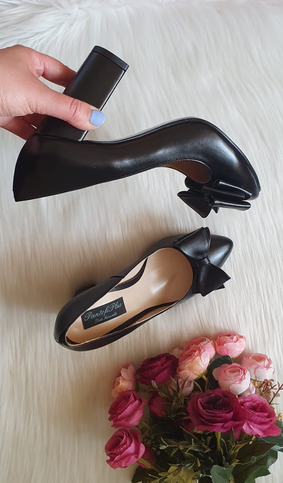 Pantofi Piele Bleu Cu Fundita Boema D55 - orice culoare