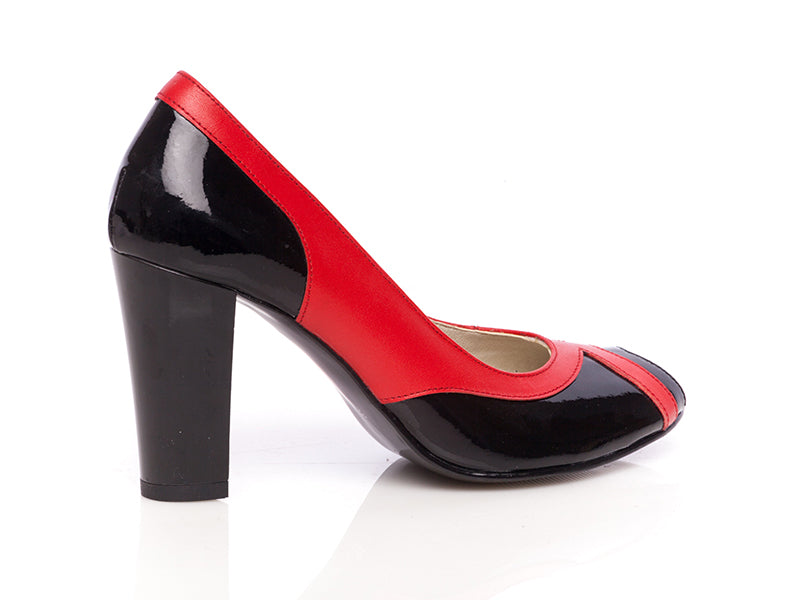 Pantofi dama piele P12 rosu/negru - orice culoare