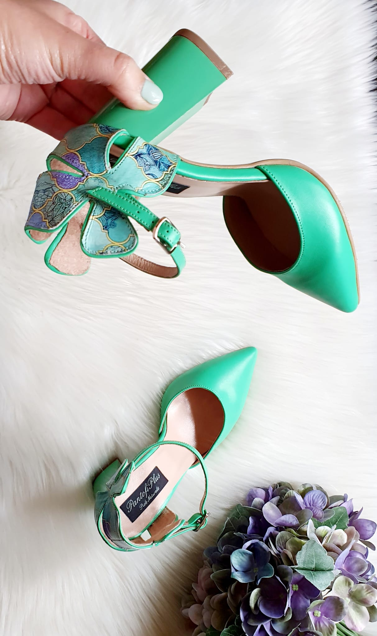 Pantofi Piele Verde/Multicolor Lady C40- orice culoare