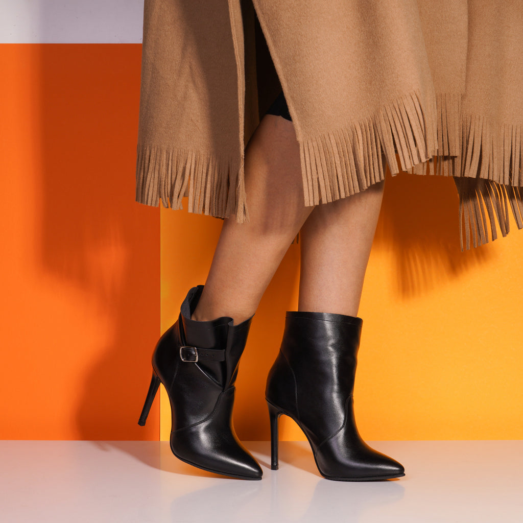 Botine Stiletto Piele Negru Delia L21 - Orice Culoare