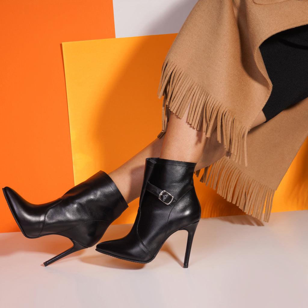 Botine Stiletto Piele Negru Delia L21 - Orice Culoare