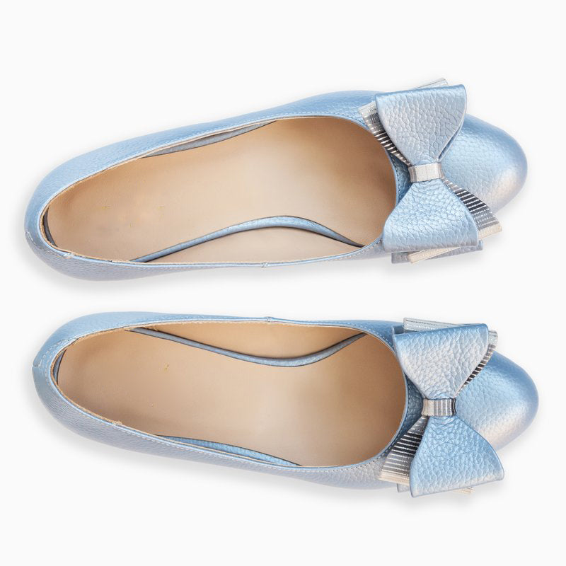 Balerini piele naturala Bleu Funda Tripla - orice culoare