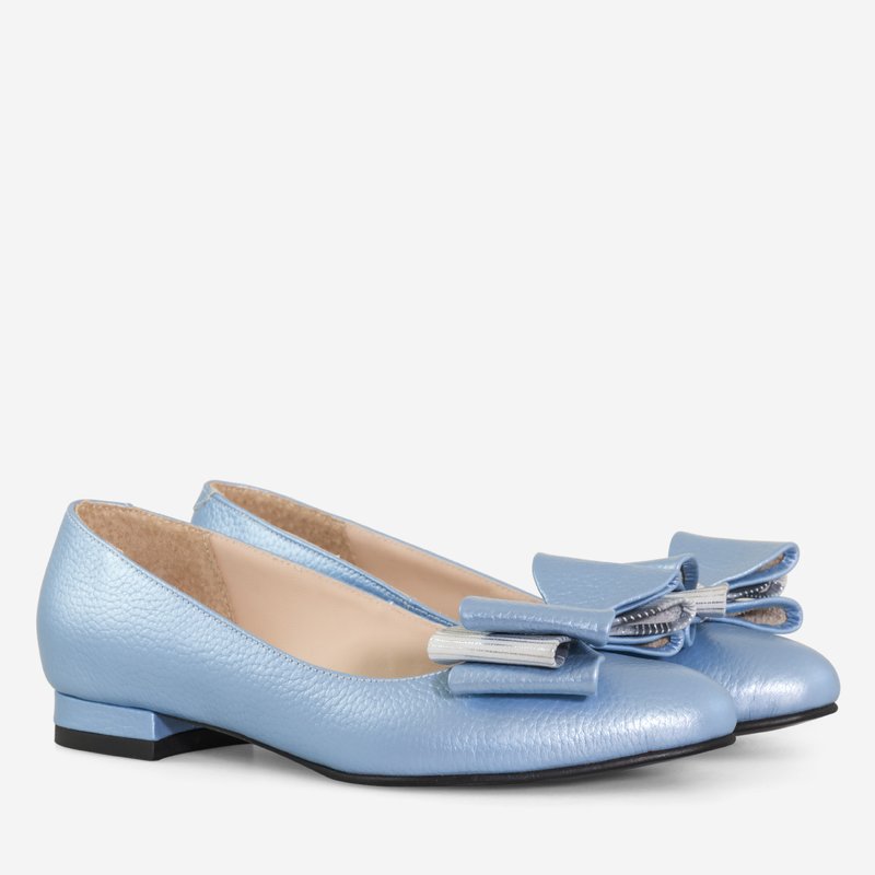 Balerini piele naturala Bleu Funda Tripla - orice culoare