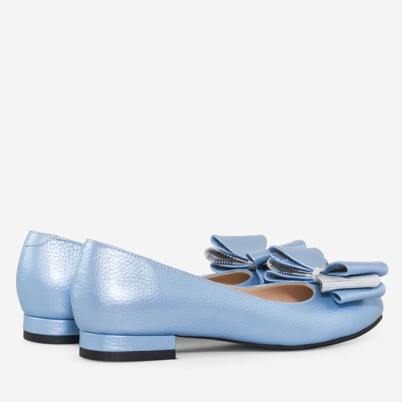 Balerini piele naturala Bleu Funda Tripla - orice culoare