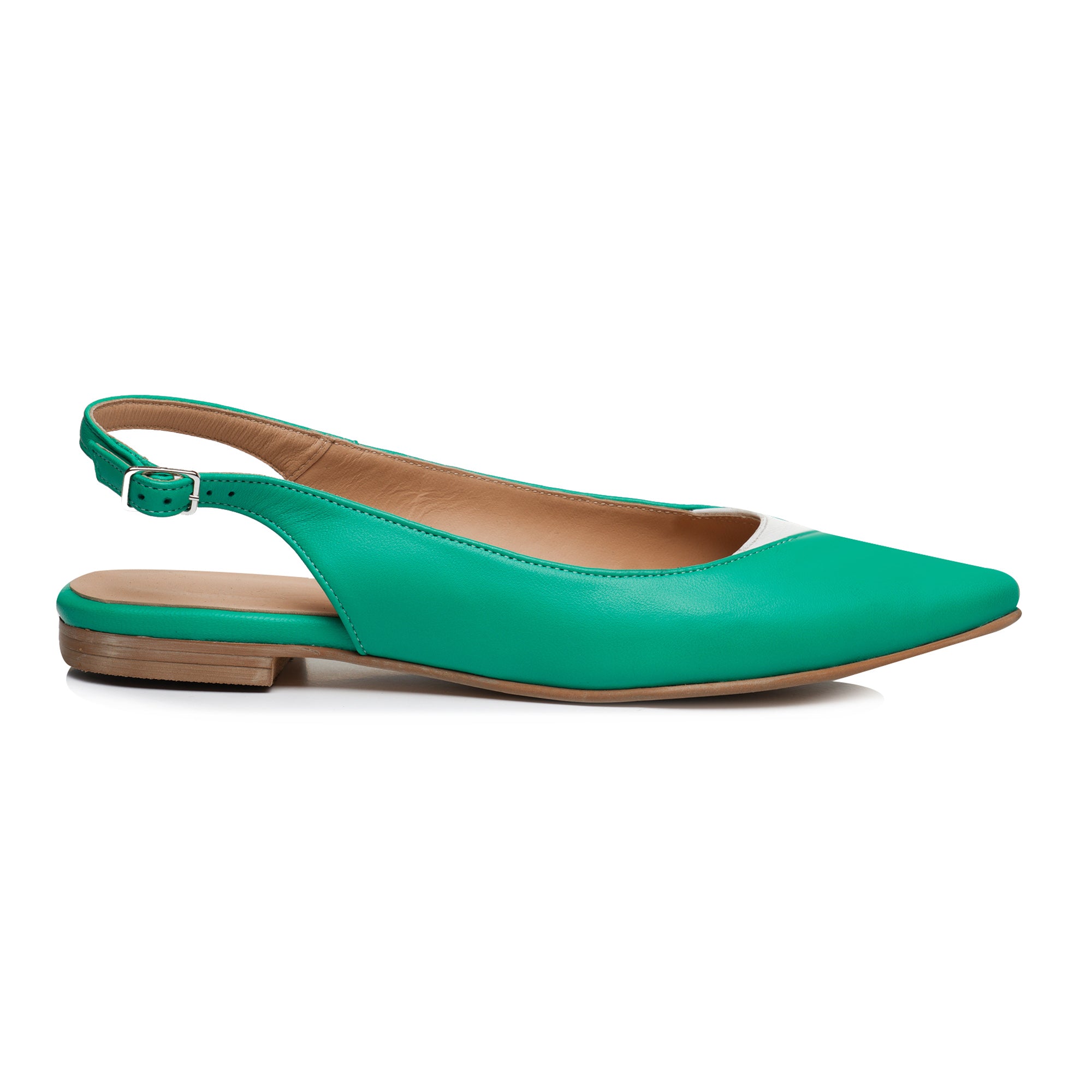 Balerini decupați piele naturala verde  E12 - Orice culoare