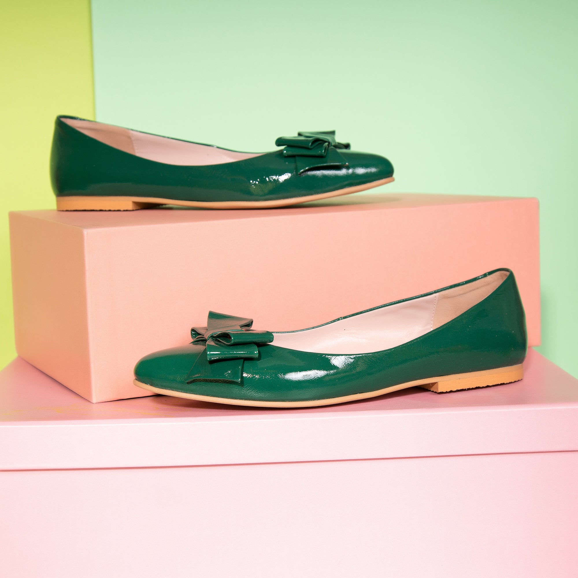 Balerini Piele Lacuita Verde Ilinca C7- orice culoare
