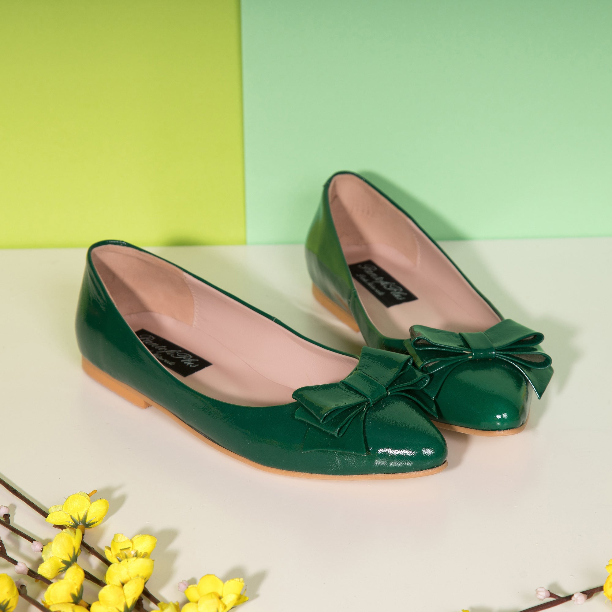 Balerini Piele Lacuita Verde Ilinca C7- orice culoare
