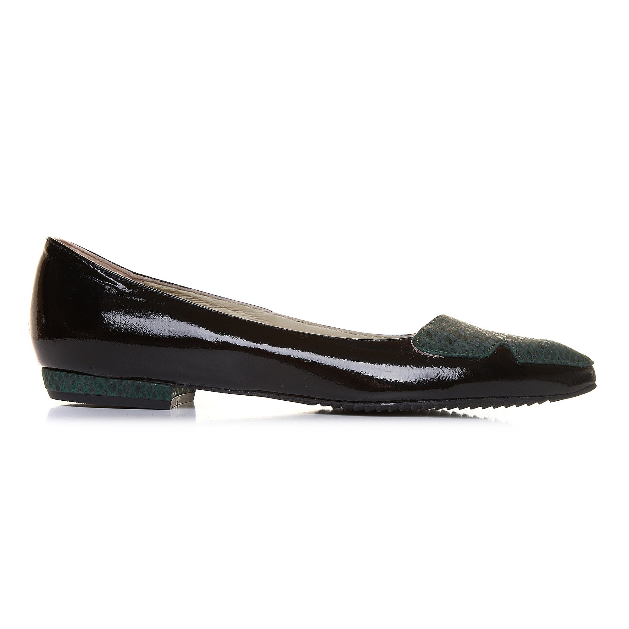 Balerini Piele Negru Sarpe Verde T1- Orice Culoare