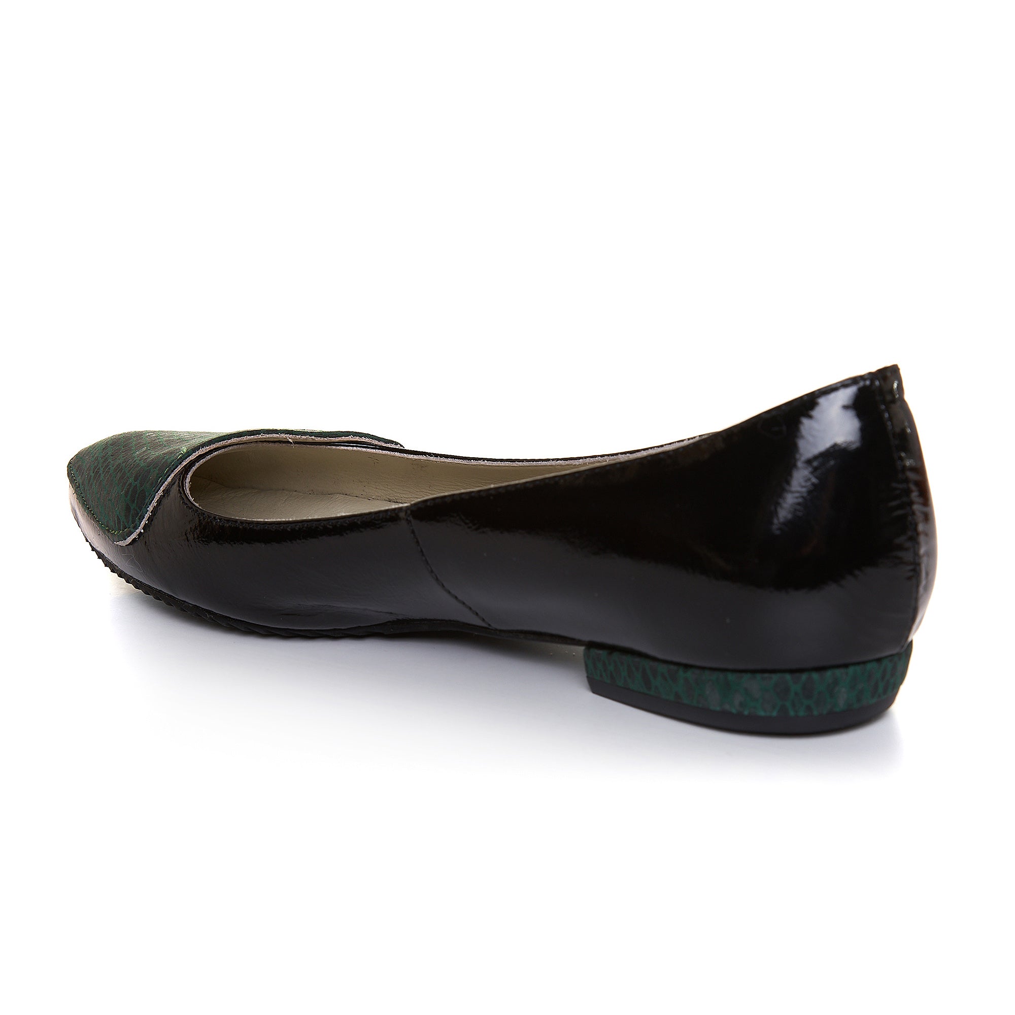 Balerini Piele Negru Sarpe Verde T1- Orice Culoare