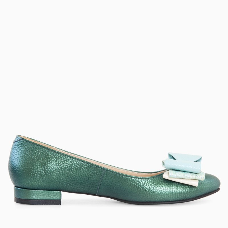 Balerini piele verde sidef Briana - orice culoare